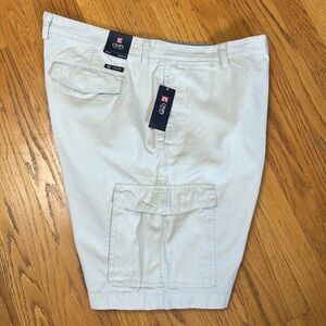 NWT Chaps Cargo Shorts Stone Vertical Hand Pocket 7 Pockets Big & Tall W/42
